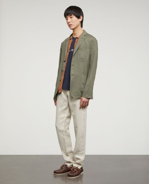 Unlined garment-dyed linen jacket