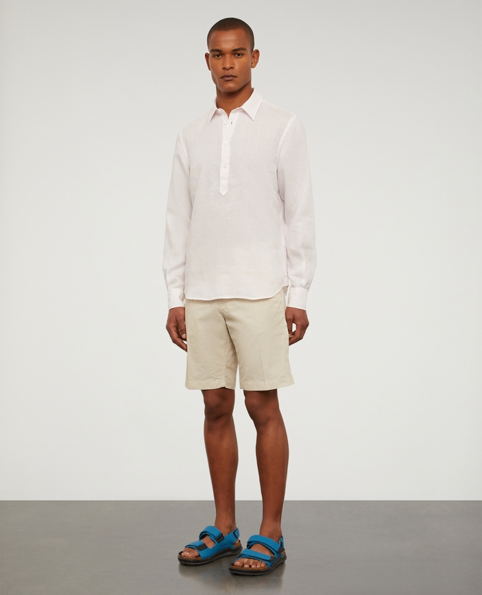 Garment-dyed cotton canvas bermuda shorts