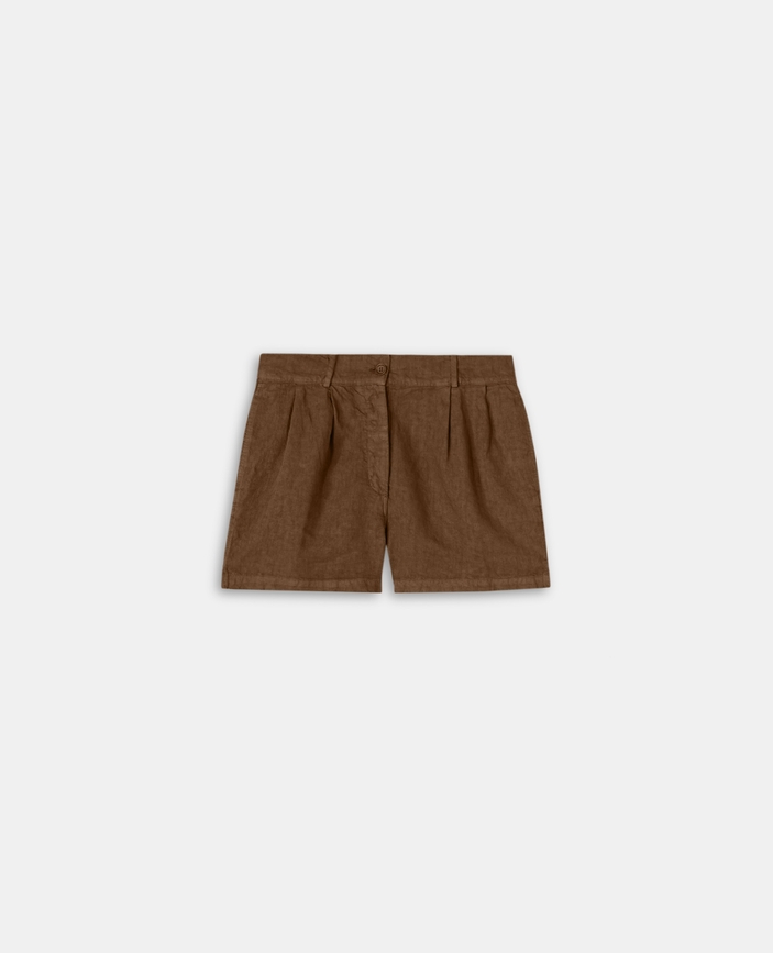 Garment-dyed linen shorts