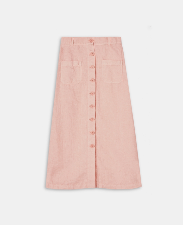 Slub linen longuette skirt