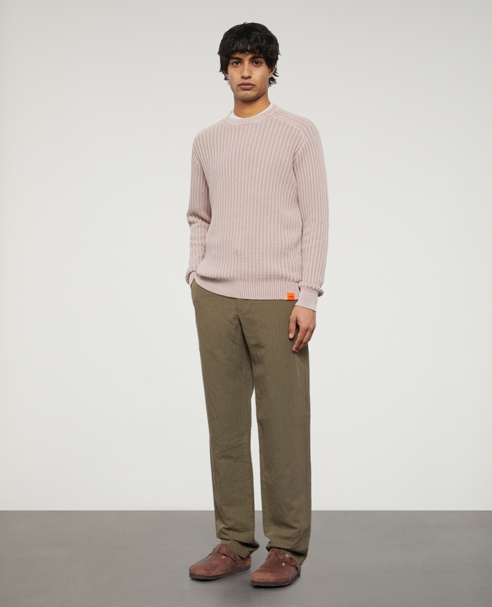 Garment-dyed pure cotton knit pullover