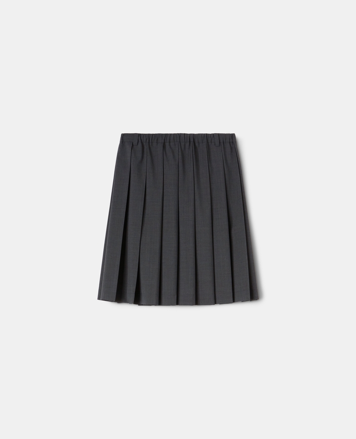 Stretch wool pleated skirt