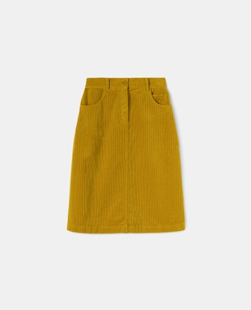Garment-dyed corduroy skirt